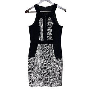 Trina Turk Sleeveless Black White Sheath Lined Dress Women's Size 4